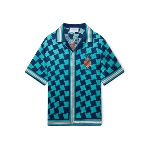 Casablanca Men's Pool Tile Short Sleeve Silk Shirt | Blue/Green | Sz M | Mint